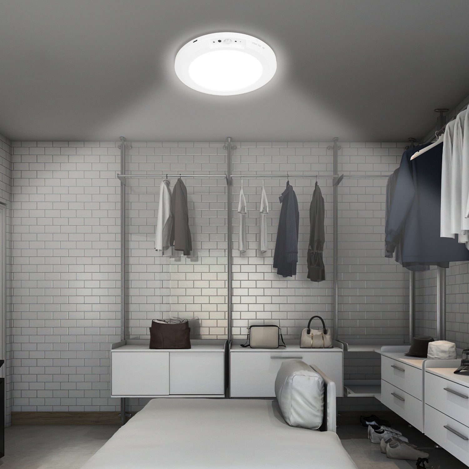 Rechargeable Motion Sensor Ceiling Light Magnetic Install No Wiring Closet Light