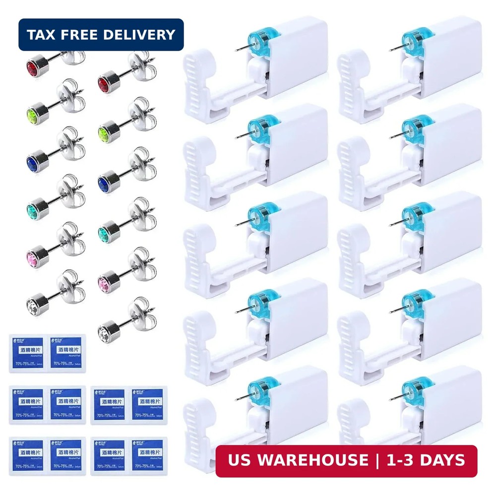 12PCS Ear Piercing Kit, Disposable Self Gun Kit with Studs...
