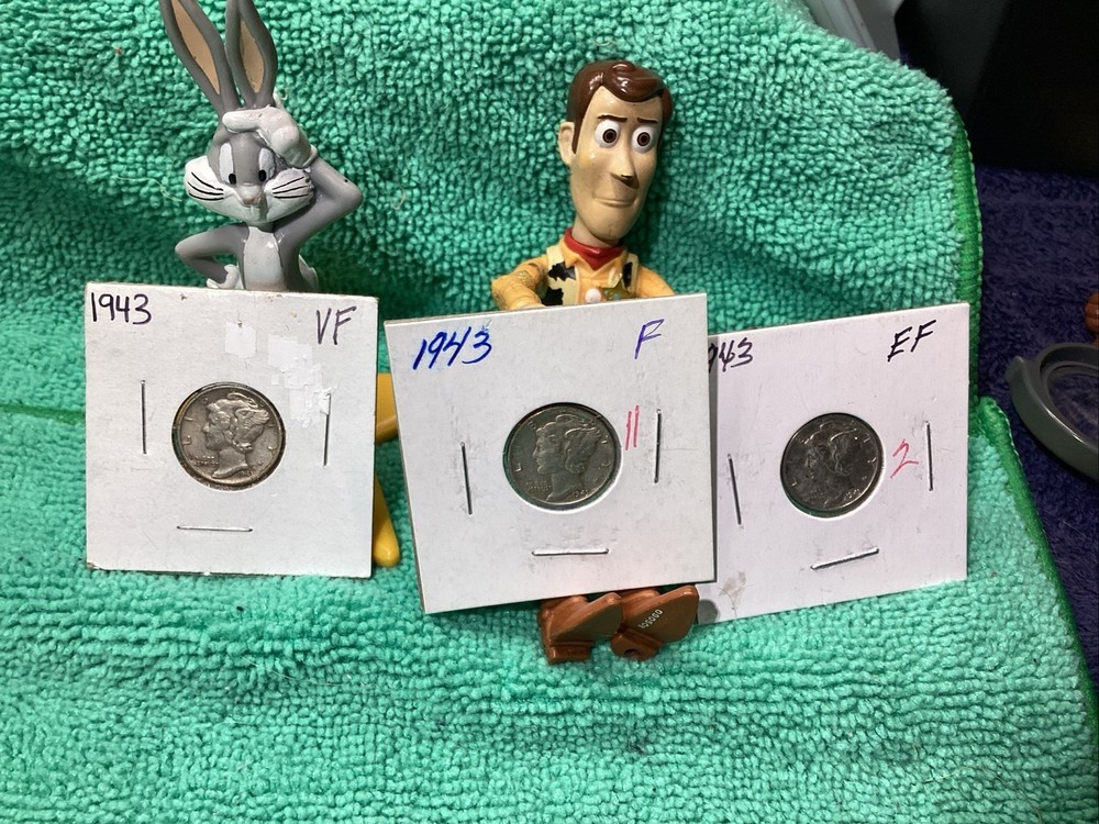 THREE 1943 MERCURY HEAD DIMES 🍀