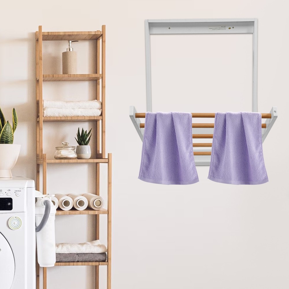 Wall Mounted Clothes Drying Rack Laundry Drying Rack Collapsible Load 5kg White