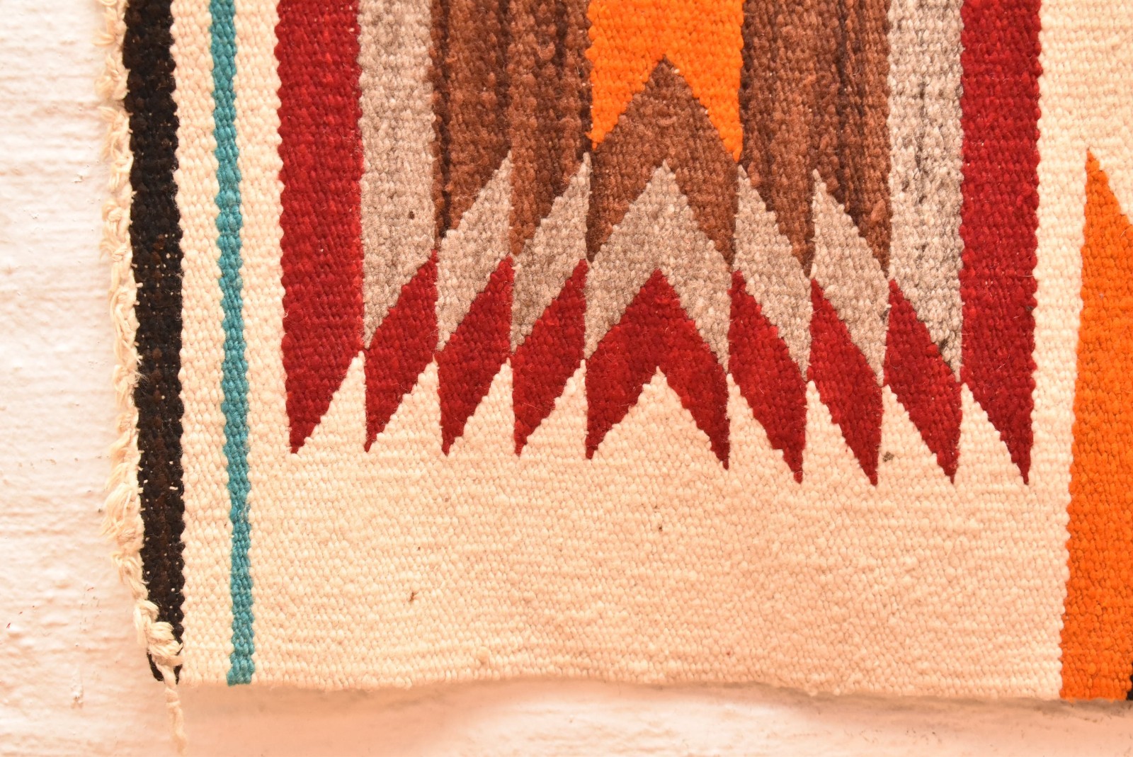 Antique Navajo Rug Textile Native American Indian Eye Dazzler Weaving 37x20 VTG