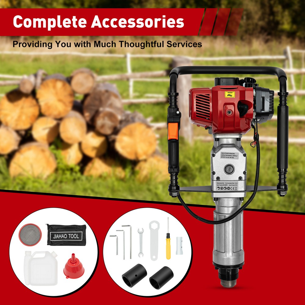 Petrol Post Driver 1900W 52cc Two-Stroke Engine with Shock Absorption