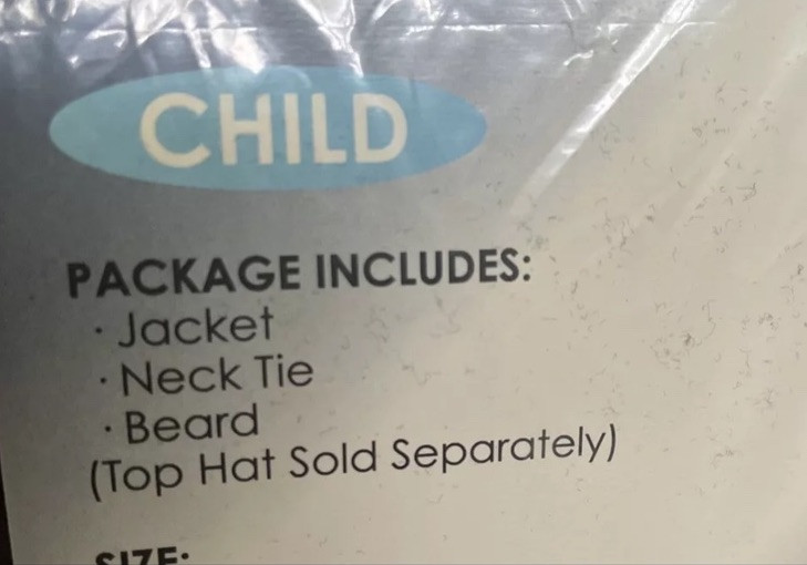 Abraham Lincoln Costume Child Medium President jacket necktie beard