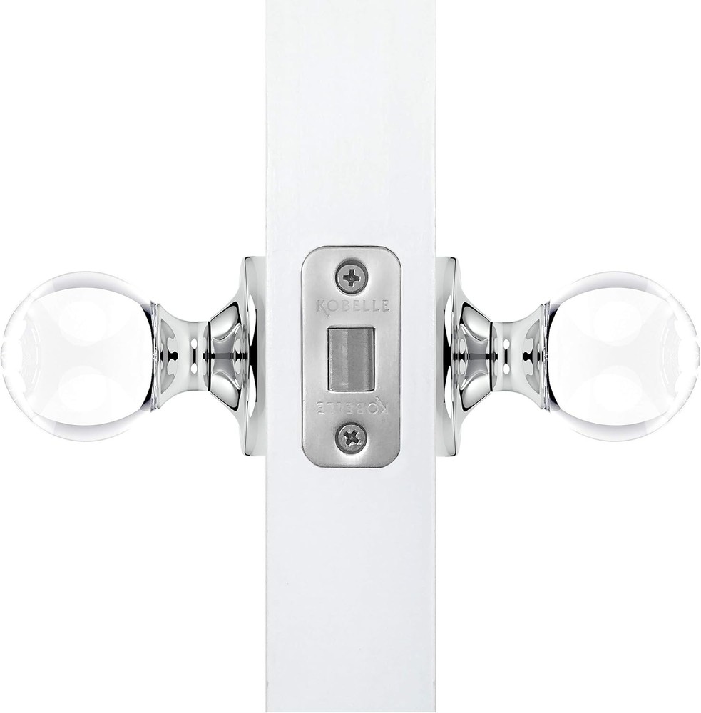 Passage Round Ball Crystal Door Knobs Polished Chrome Round Rosette