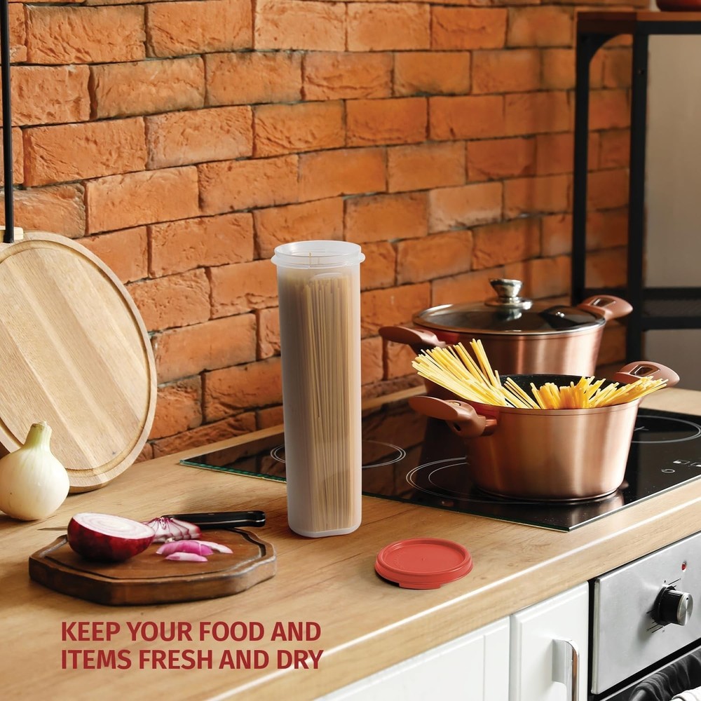 Tall Clear Spaghetti Pasta Container Storage W/ Lid.Multi-Purpose Kitchen Pantry