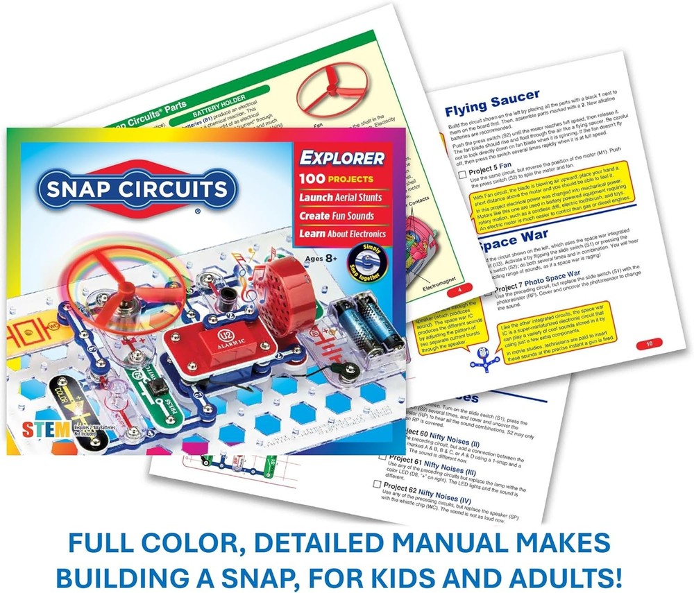 Snap Circuits Jr. SC-100 Electronics Exploration Kit, Over 100 Projects, Full Co