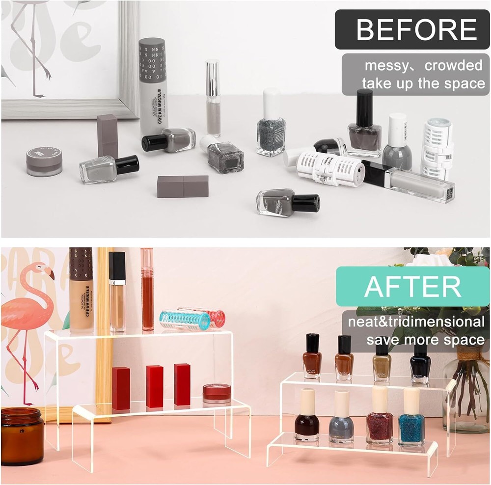 Fixwal 10pcs 2 Set Acrylic Risers for Display Clear Riser transparent