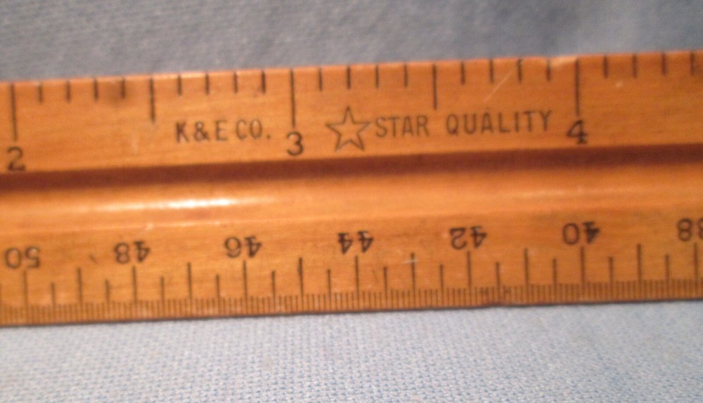 Vintage K&E Star Quality ~ Mechanical Drafting Triangle WOODEN RULER Tool