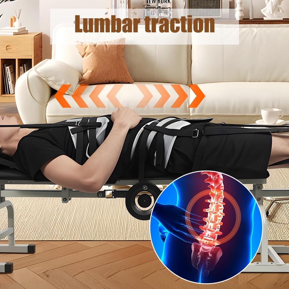 Non-Inversion Spinal Decompression Device - Cervical & Lumbar Traction Bed w/...