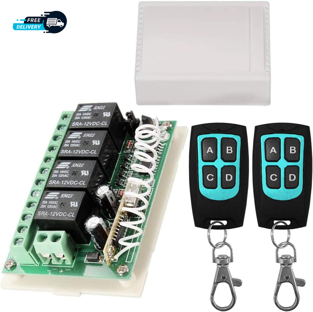 12V Relay Remote Switch Wireless RF Remote Control Switch 4 Channel Relay