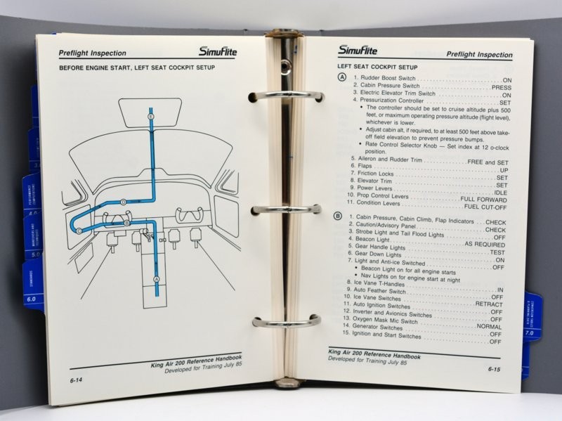 SIMUFLITE KING AIR 200 REFERENCE HANDBOOK, 1985