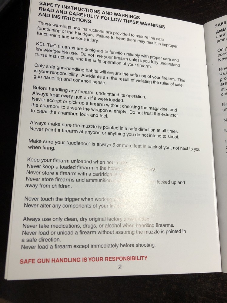 Instruction Manual Kel Tec P 32 Pistol