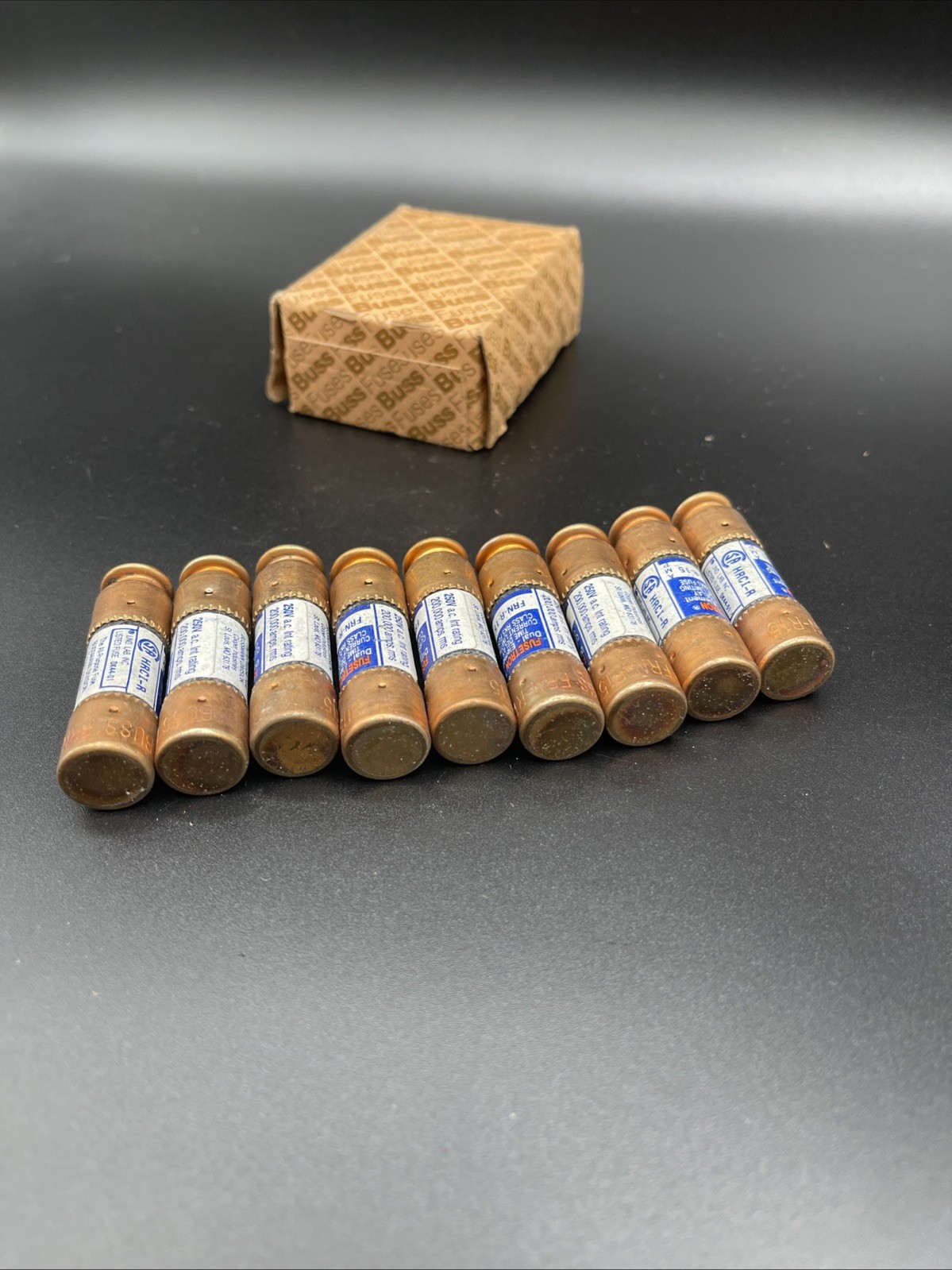 (9) NEW Bussmann Fusetron Fuse FRN-R-15 15 AMP 250 Vac Class RK5 - TESTED CONT.