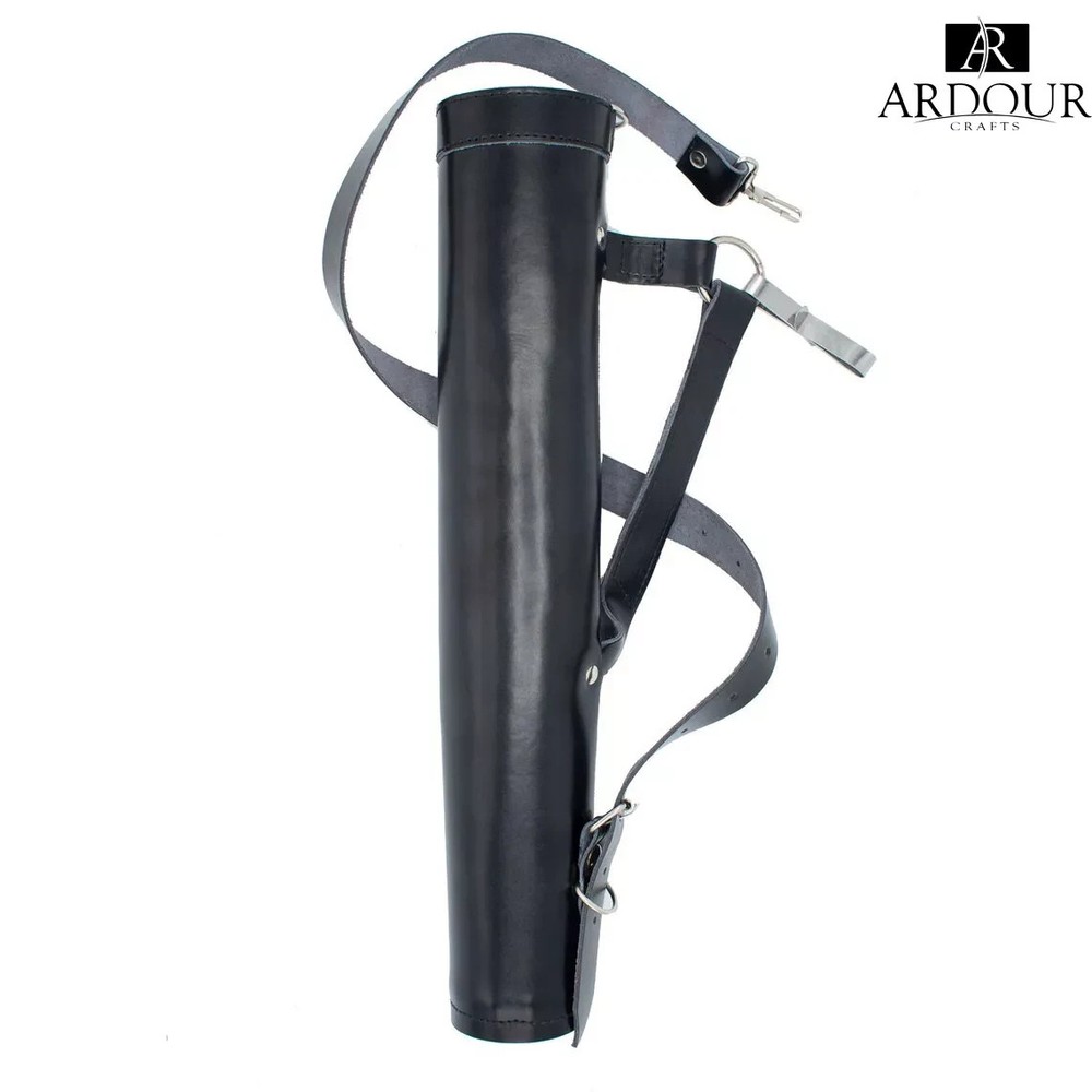 Genuine Leather Back / Side Arrow Quiver Handmade Archery Arrow Holder Adjustabl