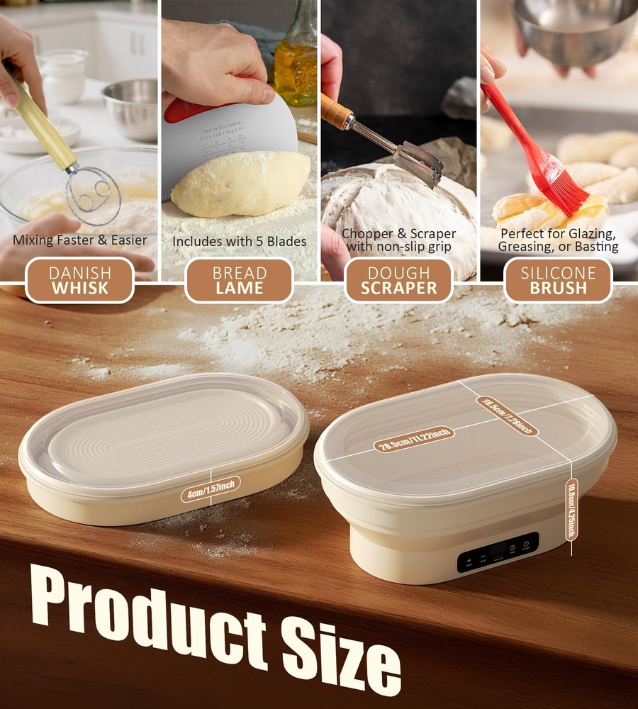 Heating Banneton Bread Proofing Basket, Foldable Sourdough Bread Baking Suppl...