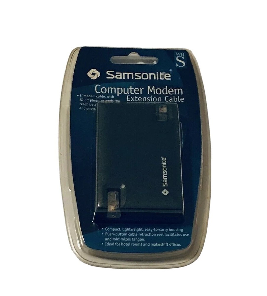 Samsonite Travel Computer Modem With RJ-11 Extension Cable 8 ft Compact Case