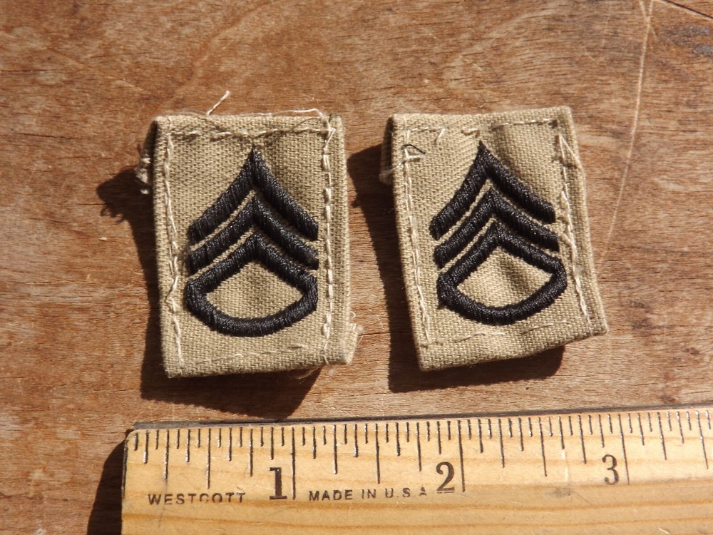 Pair, Army Staff Sergeant E-6 Collar Insignia, Desert Camo - INV# A5073
