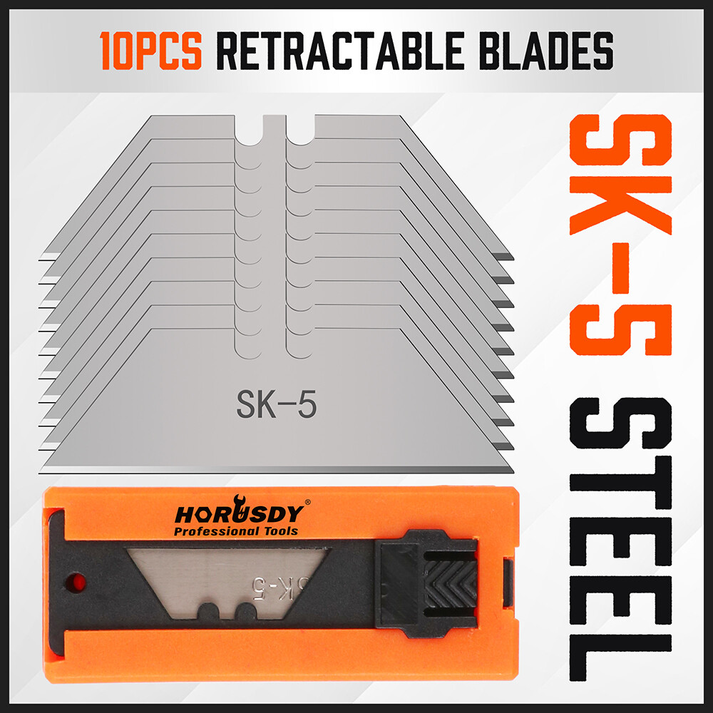 4-Pack Folding Utility Knife Box Cutter Extra 10pcs SK5 Quick Change Blades