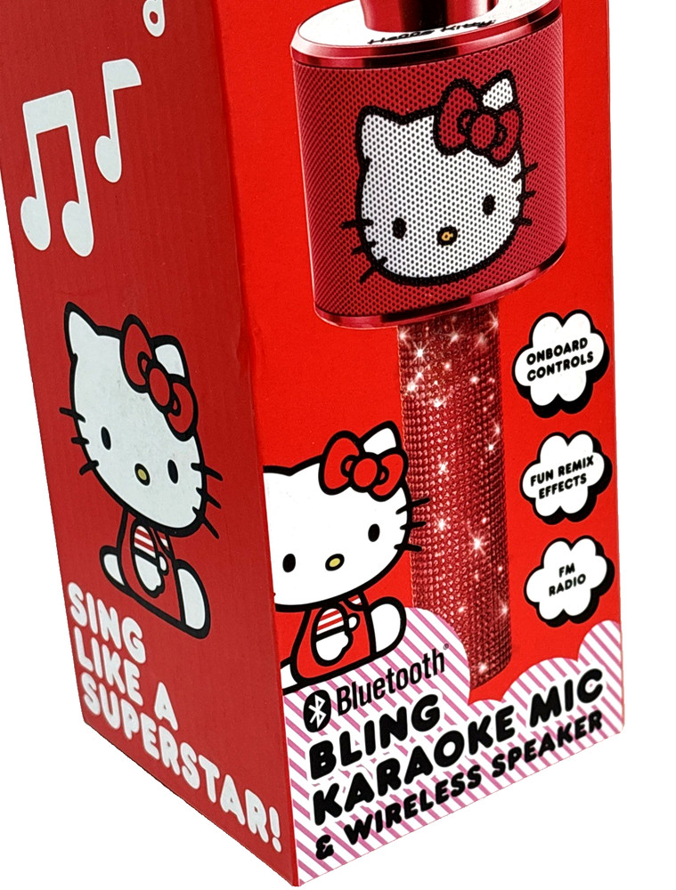 Hello Kitty Bluetooth Karaoke Microphone Wireless Speaker USB Charge Red NIB FM