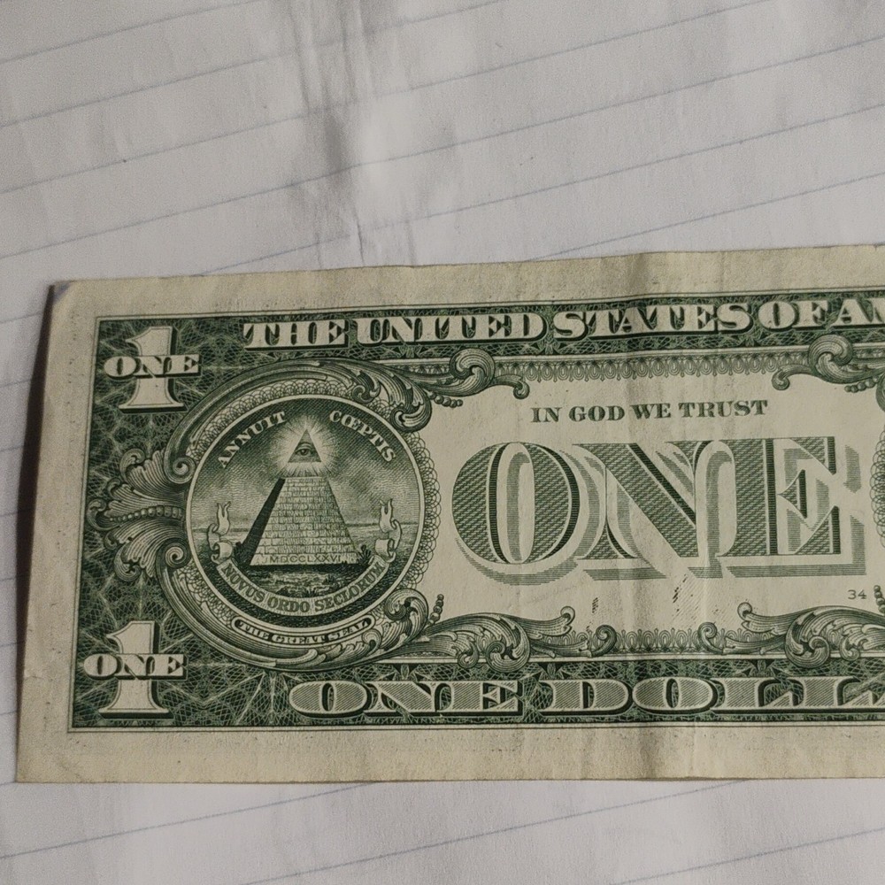 $1 US Dollar Error Note Obstructed Portrait Hole A79462609A