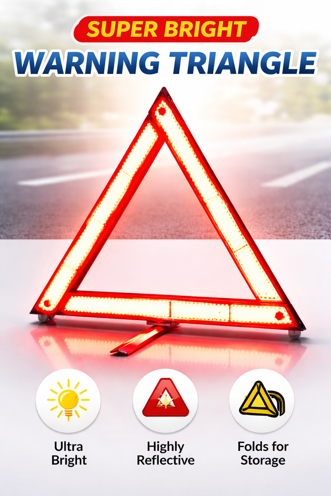Large Reflective Warning Triangle Car Breakdown Emergency Hazard Foldable EU Saf