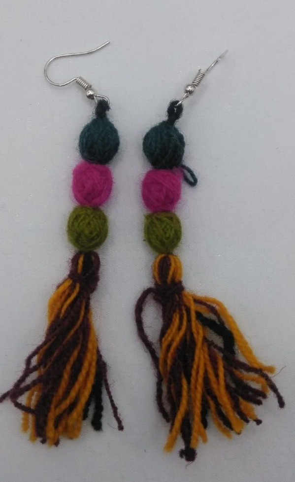 Women's Earrings Alpaca Wool Multicolor Handmade