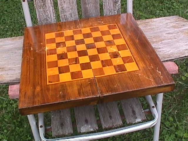 VINTAGE WOODEN FOLDING CHESS BOARD DECOR WALL ART YOU RESTORE