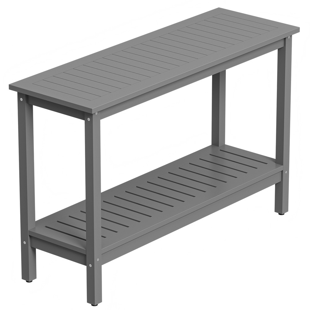Console Table 48" Patio Side Accent Table Multifunctional with Foot Sliders Grey