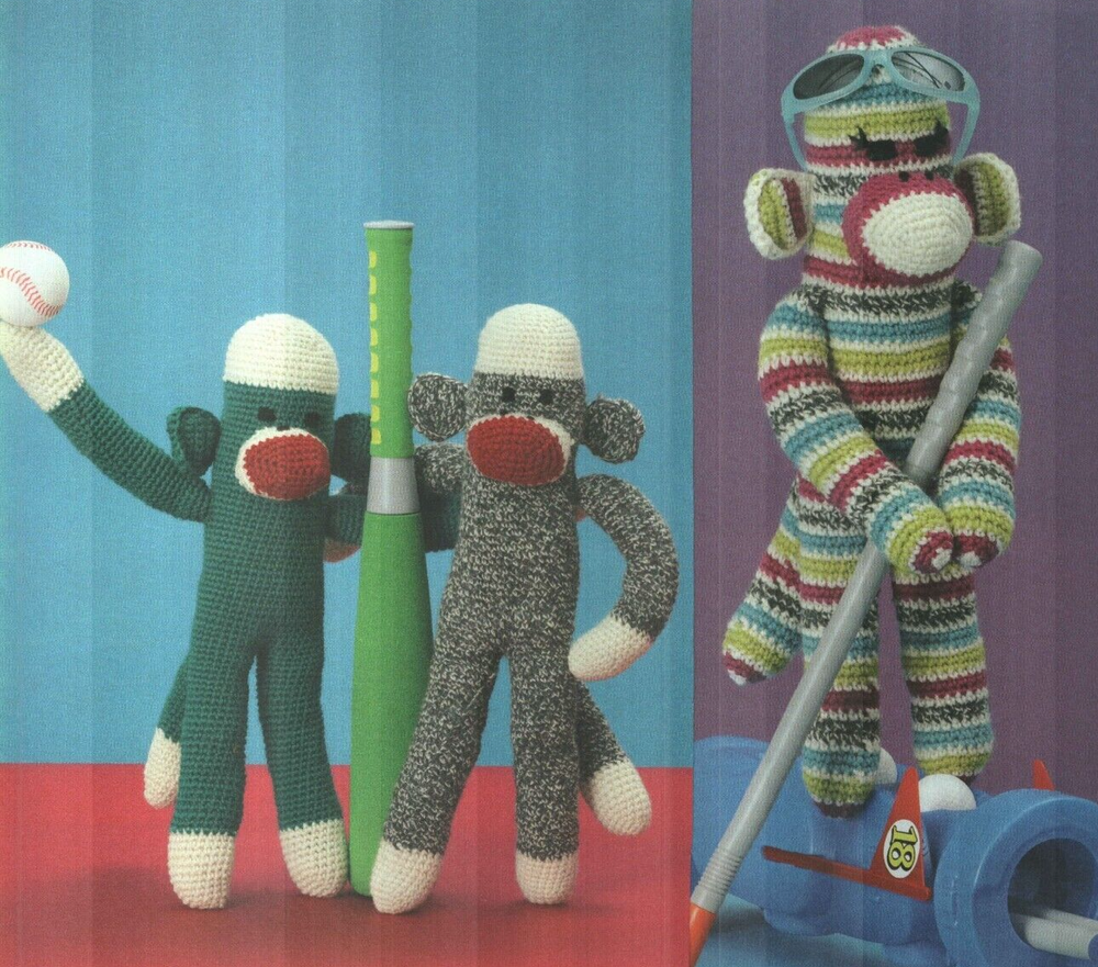 BASIC MONKEY & BRIGHT STRIPES MONKEY DIGEST SIZE CROCHET PATTERN INSTRUCTIONS