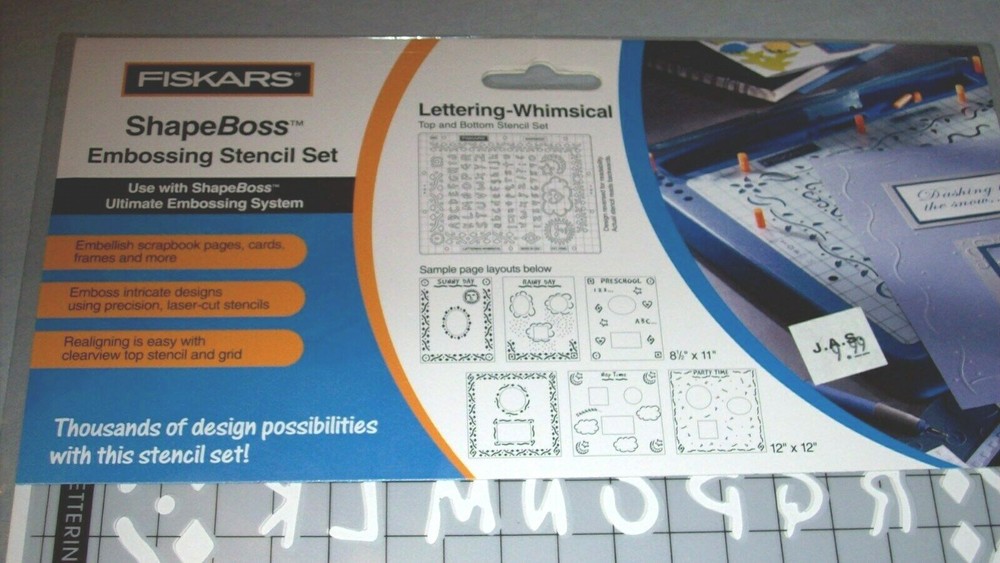 Fiskars ShapeBoss The Ultimate Embossing System Scrapbook Crafting + 2 Stencils