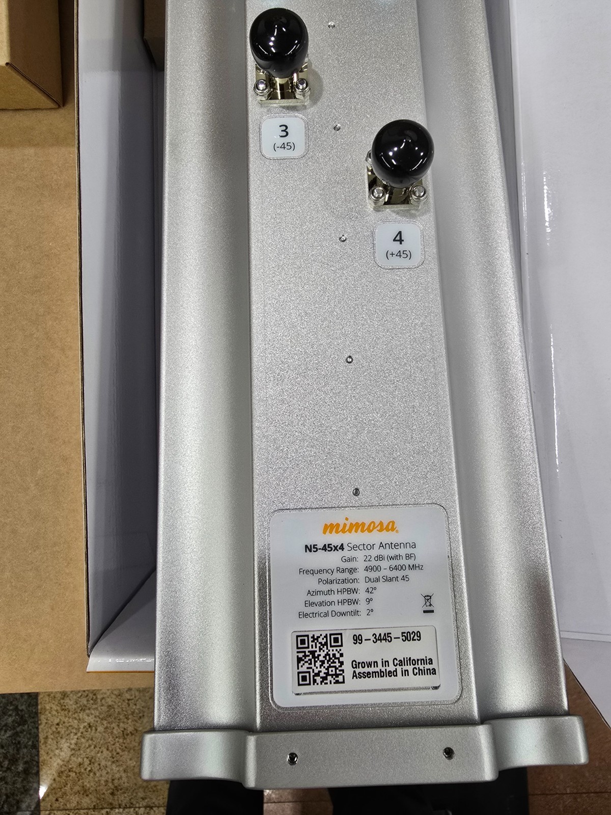 New Mimosa N5-45x4 Sector Antenna 4-Port 4.9–6.4GHz 19dBi Gain # 100-00084