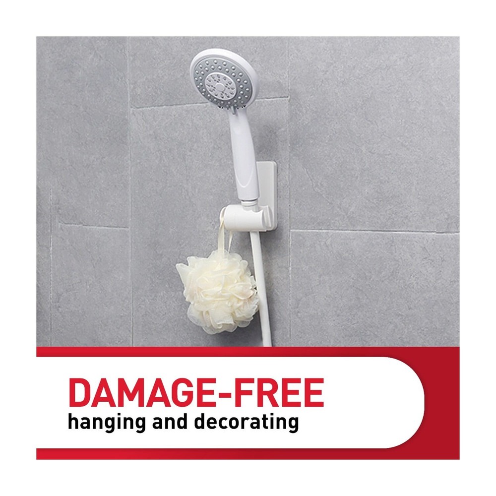 Command Bath Shower Head Holder, White, 1 Holder,Holds 4 lbs