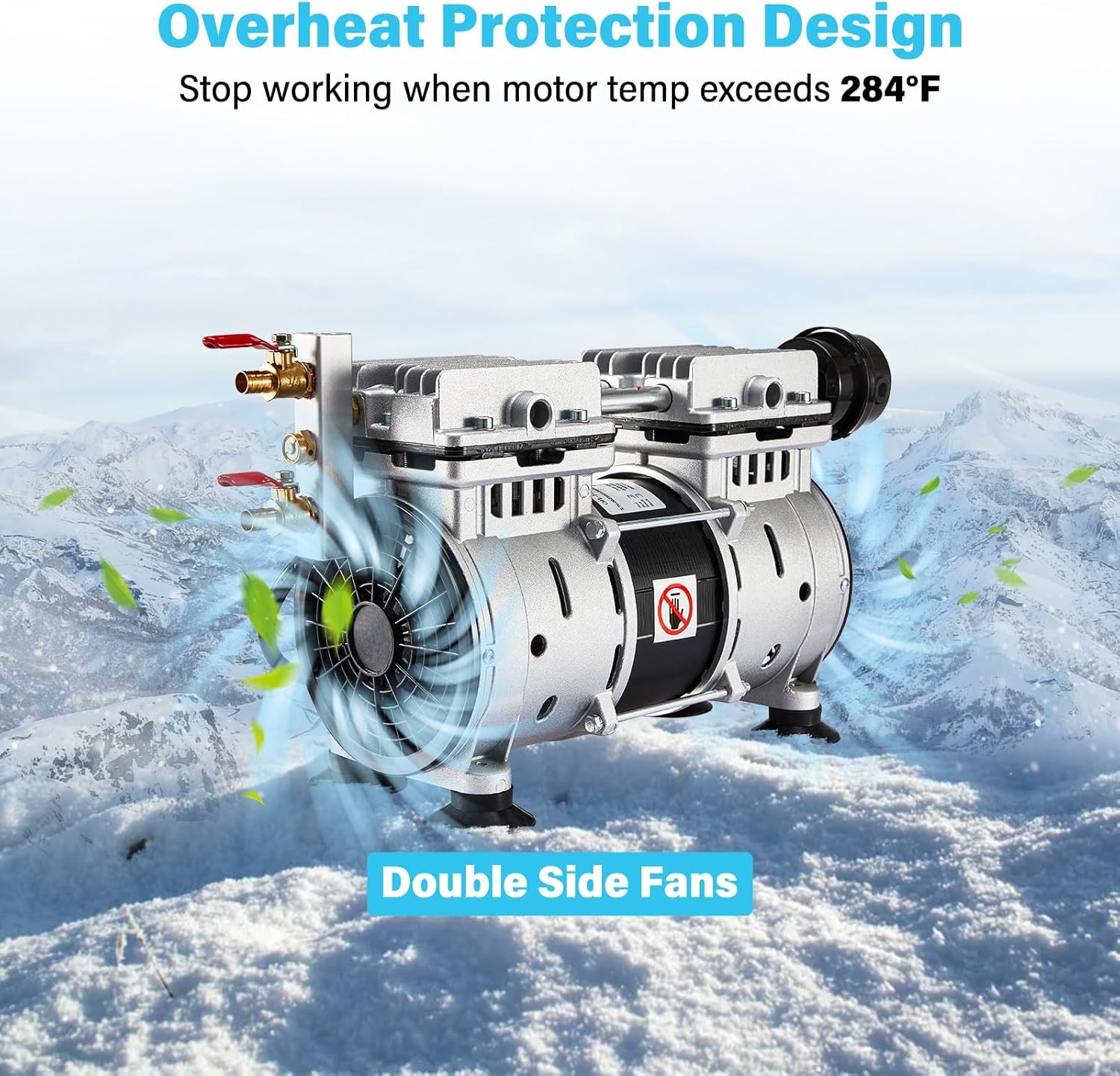 Pond Aerator Lake Pond Aeration Kit 3/4 HP w/ 2x98' Tubes 2x10.4" Diffusers