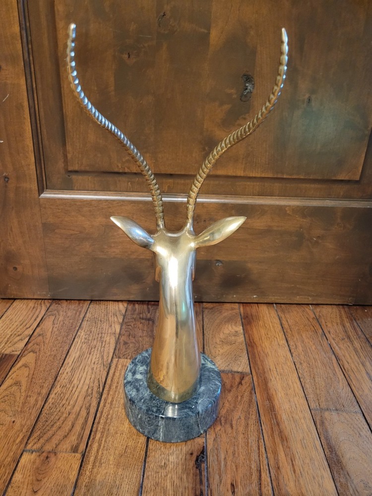 Solid Brass Vintage Antelope w/ Solid Marble Bass