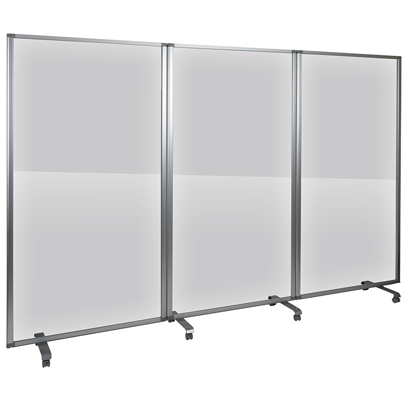 Transparent Acrylic Mobile Partition with Lockable Casters 3 sizes 1-3 sections