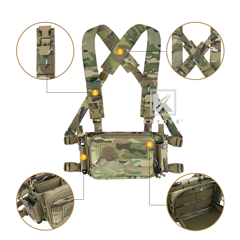 KRYDEX Tactical D3CRM Chest Rig 5.56 / 7.62 Rifle Pistol Magazine Pouch Placard