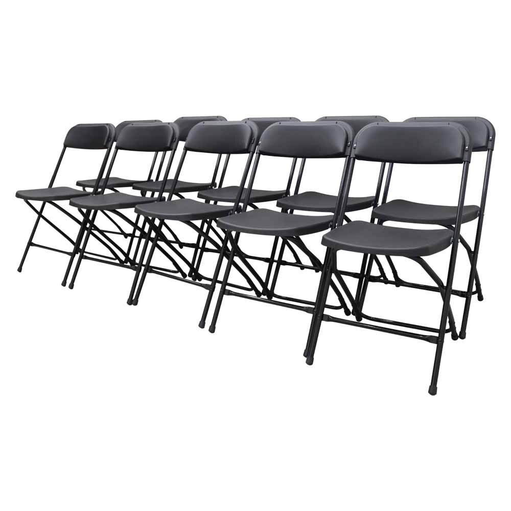 New Black Plastic Folding Chairs Stackable Chairs Enlarged Surface 10pcs/set