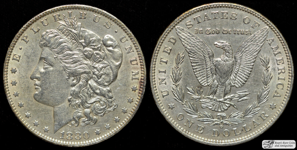 1880 O Morgan Dollar, Almost Uncirculated+ Condition, Silver, Free Ship, C4634