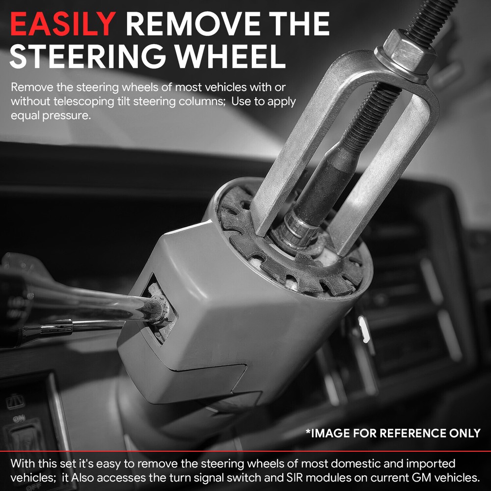 Steering Wheel Lock Plate Puller Compressor Remover Tool 14 Pcs w/ Portable Case