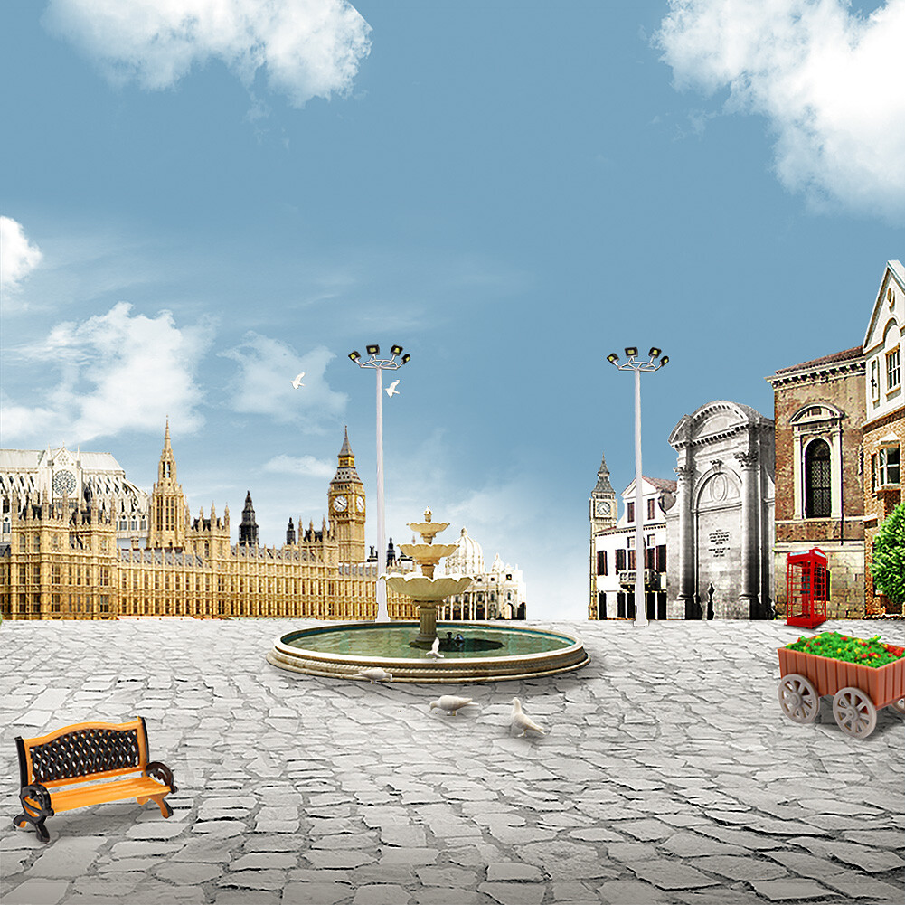 4pcs N Scale Plaza Lamps Playground Crossing Street Lights Four-leds 9cm