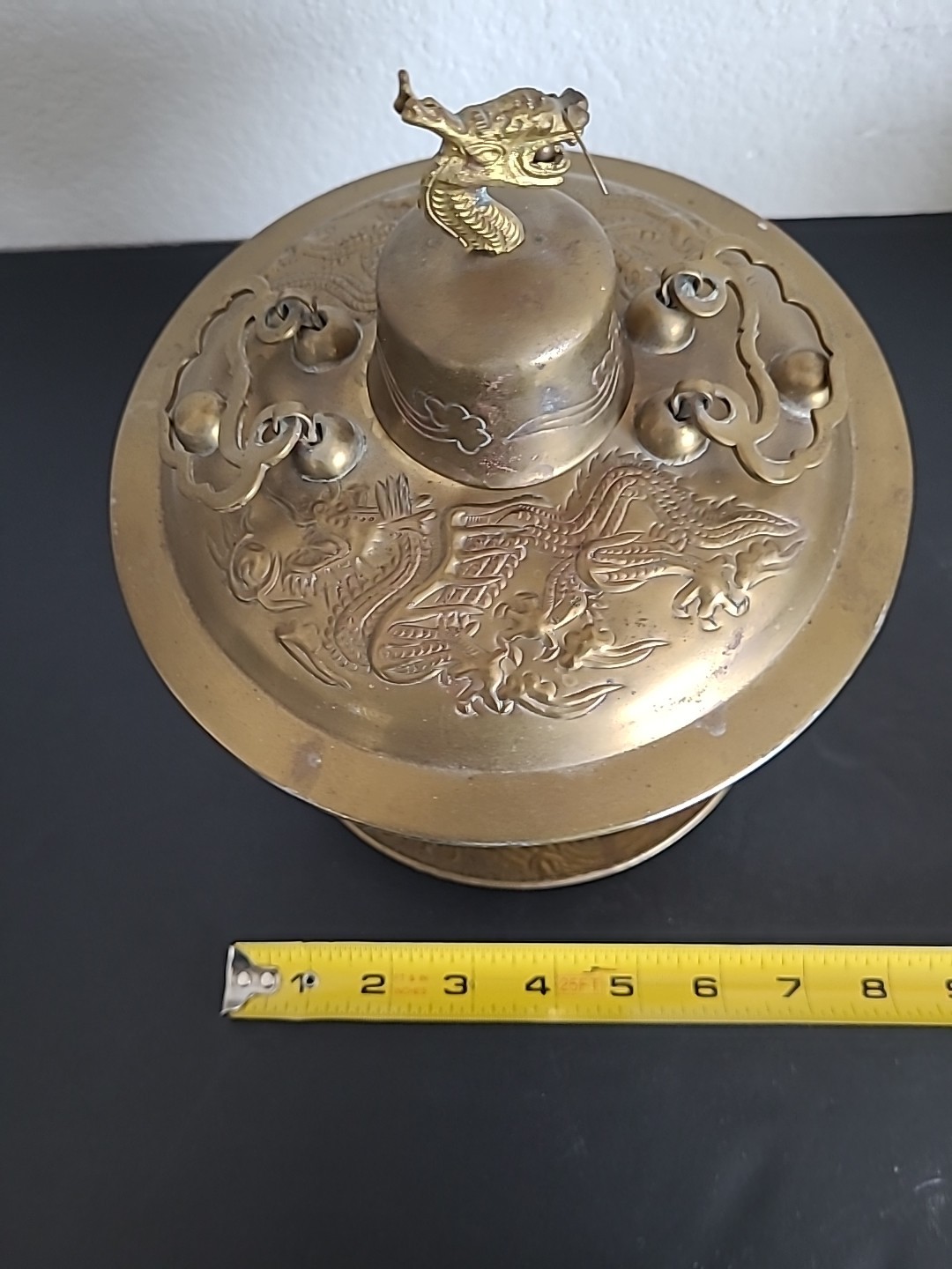 Vintage Chinese Shabu Pot Brass Hot Pot Chiseled Dragon