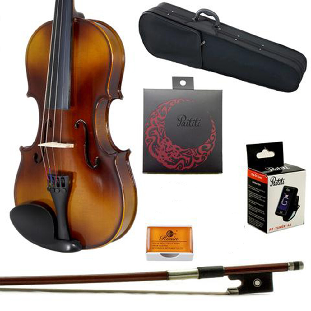 **GIFT PACKAGE** 4/4 Solid Wood Student Violin w Case Bow Rosin String Tuner