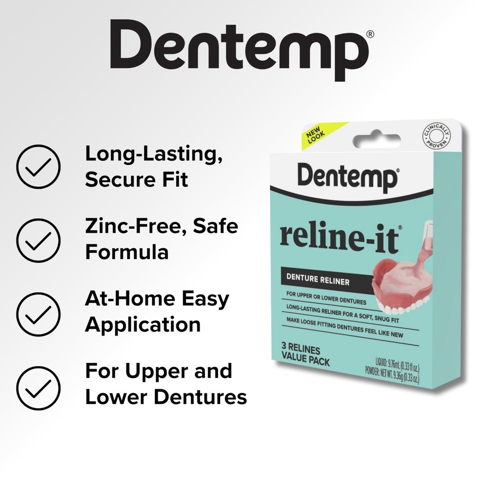 Dentemp Denture Reline Kit - Advanced Formula Reline It Denture Reliner (Pack...
