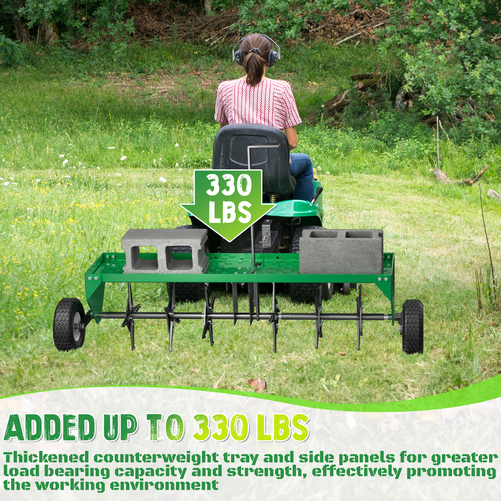 40" 101CM Tow Plug Lawn Aerator Lawn Spike Aerator Lawn& Garden Steel Heavy Duty