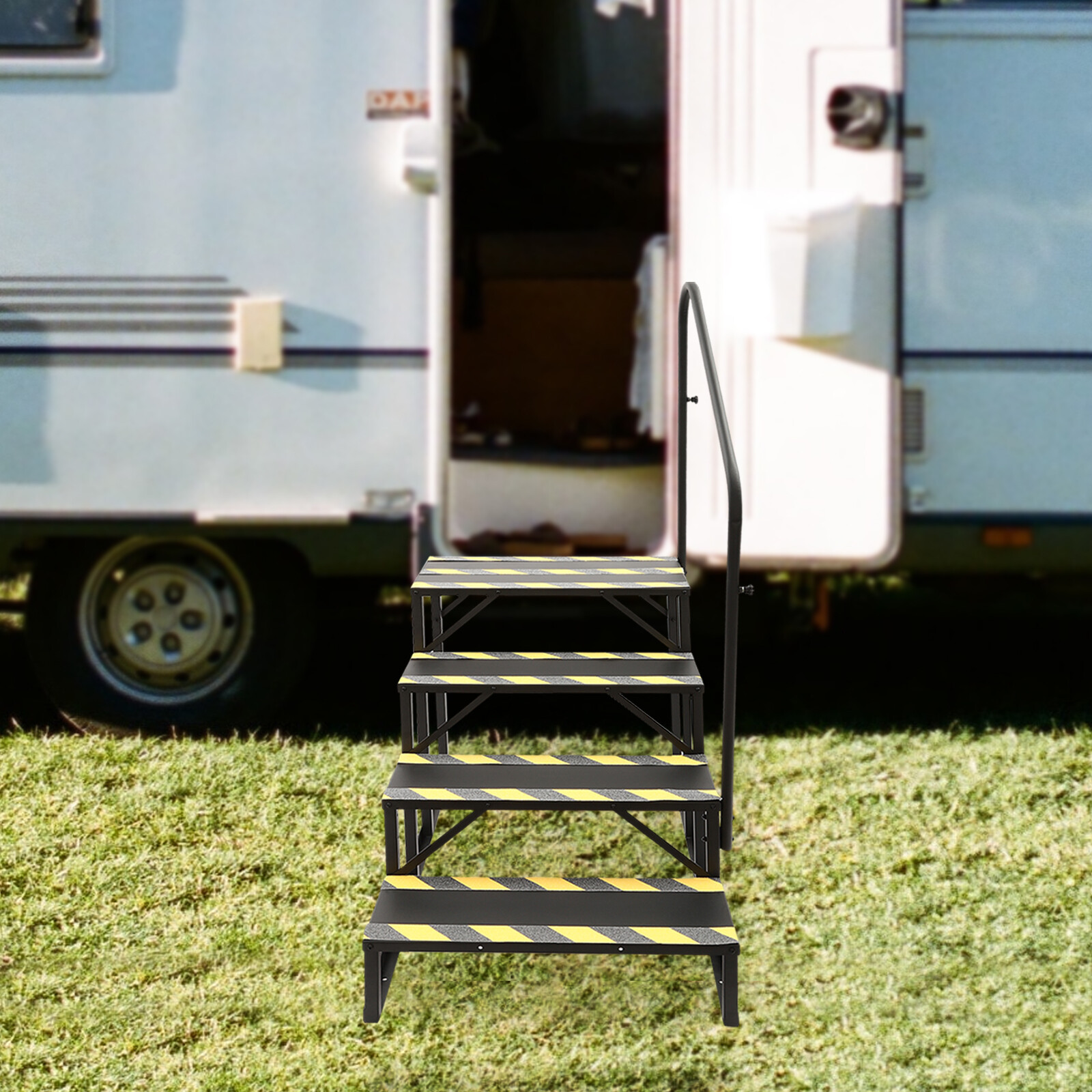 4-Steps Ladder W/ Handrails Swimming Pool Ladder Above Ground Stair Step Stool