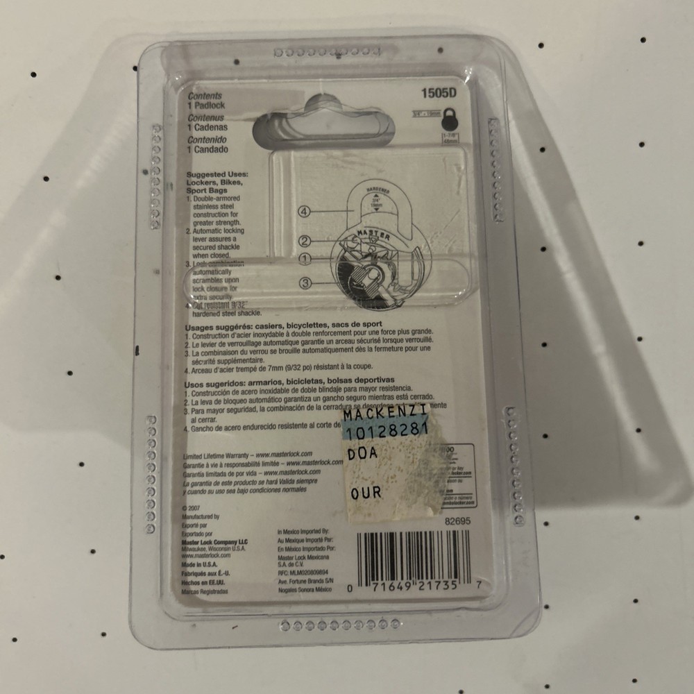 Master Lock 1505D Locker Lock Combination Padlock
