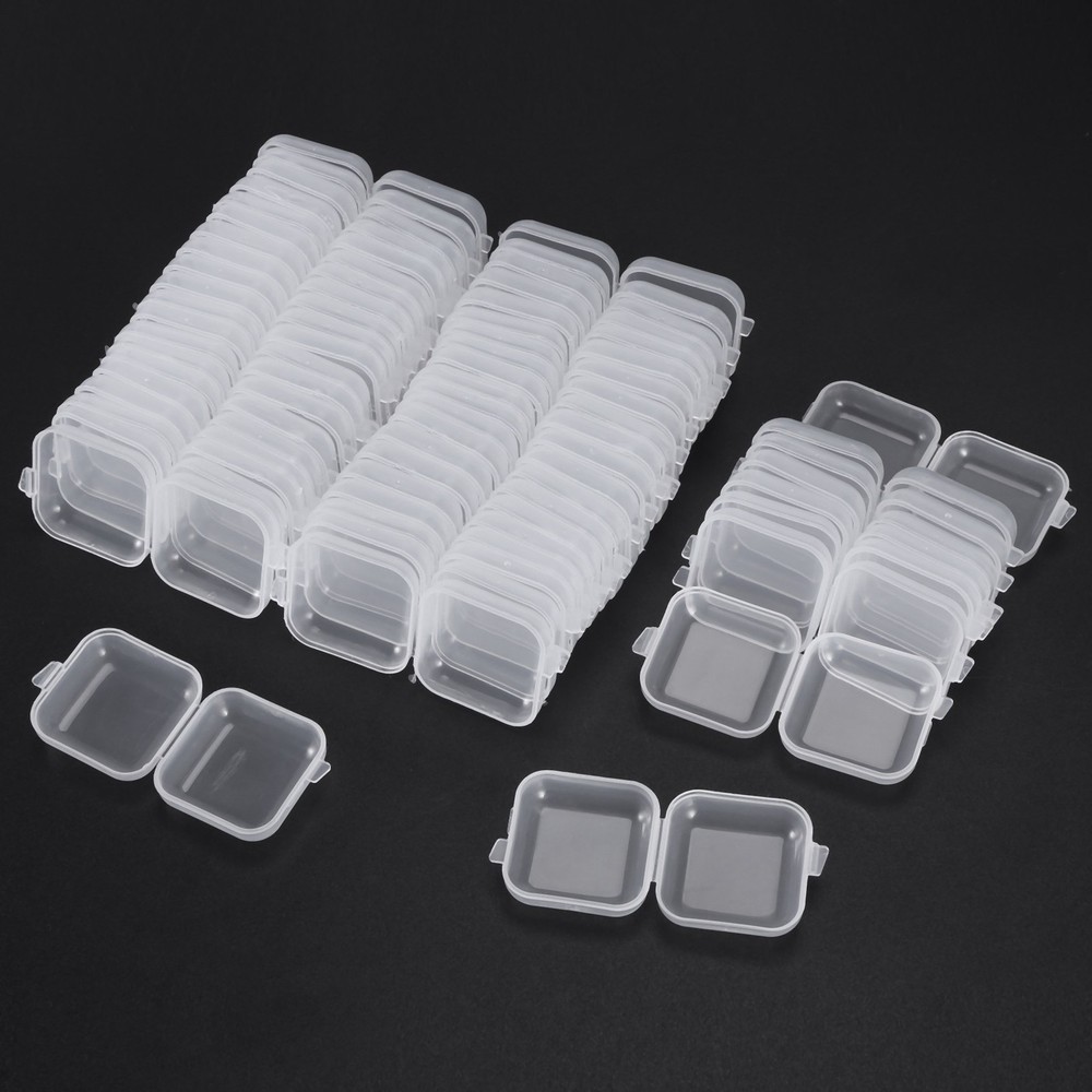 50Packs Small Clear Plastic Storage Containers,Mixed Empty , Case with Lids6664