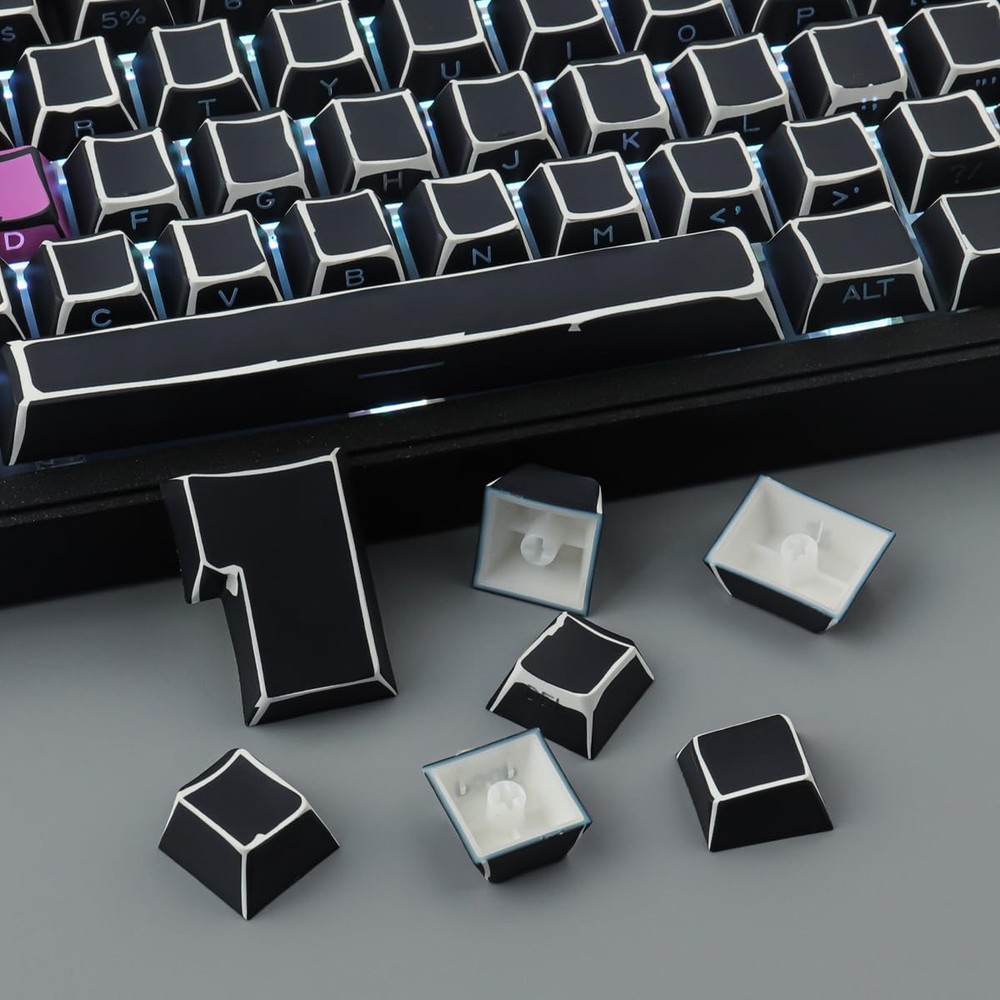 Tsungup Custom Keycaps-Side Print Keycap Set,PBT Shine Through Cool Retro Key...