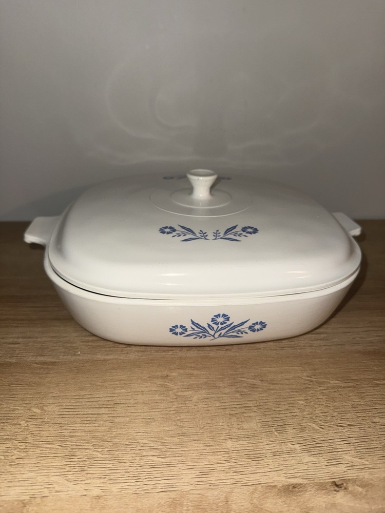 Corning Ware Blue Cornflower Pyroceram 10" Casserole Baking Dish
