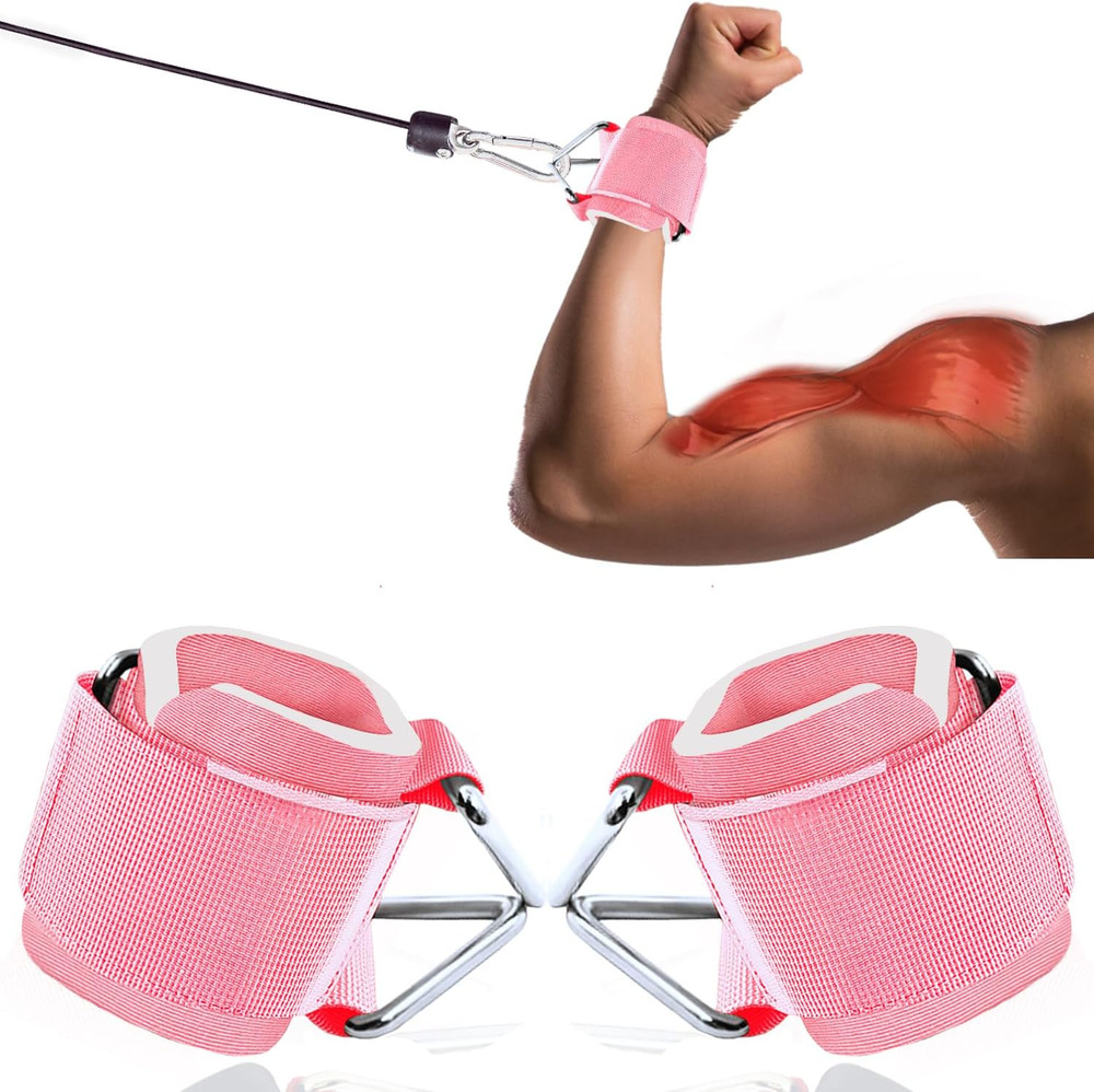 2Pack Wrist Cuffs for Cable Machine, Adjustable Neoprene Padding, One Size Fit A